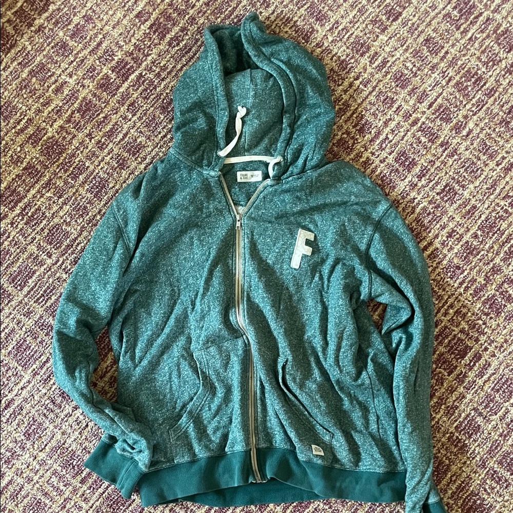 Frank & Oak Green Zip-Up Hoodie
